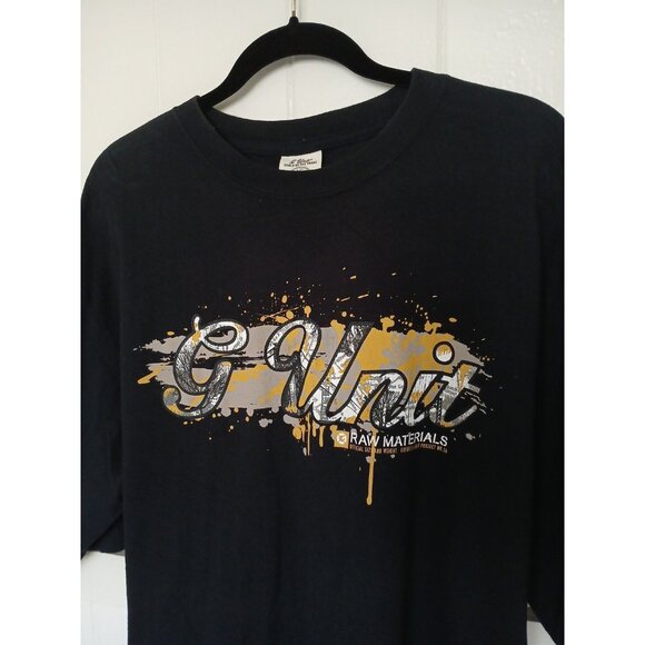 VTG G Unit Heavyweight Raw Materials 50 Cent Mens 2XL Black Cotton 90s Y2K - Picture 1 of 12